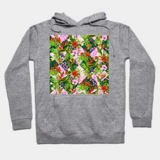 Pink and Green Tropical Flora Hoodie